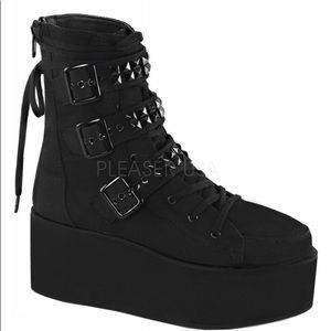Demonia 2.75" Platform Studded Buckle Boots  - 9